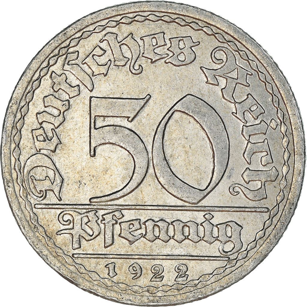 Weimar Republic 50 Pfennig Coin | German Reich | KM27 | 1919 - 1922