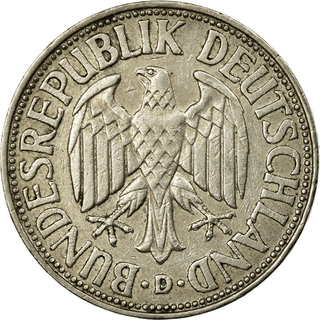 West German 1 Deutsche Mark Coin | KM110 | 1950 - 2001