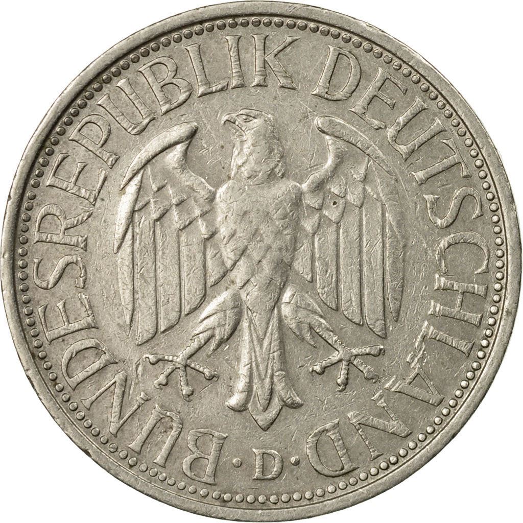 West German 1 Deutsche Mark Coin | KM110 | 1950 - 2001