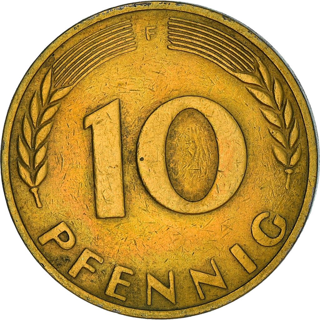 West German 10 Pfennig | KM108 | 1950 - 2001