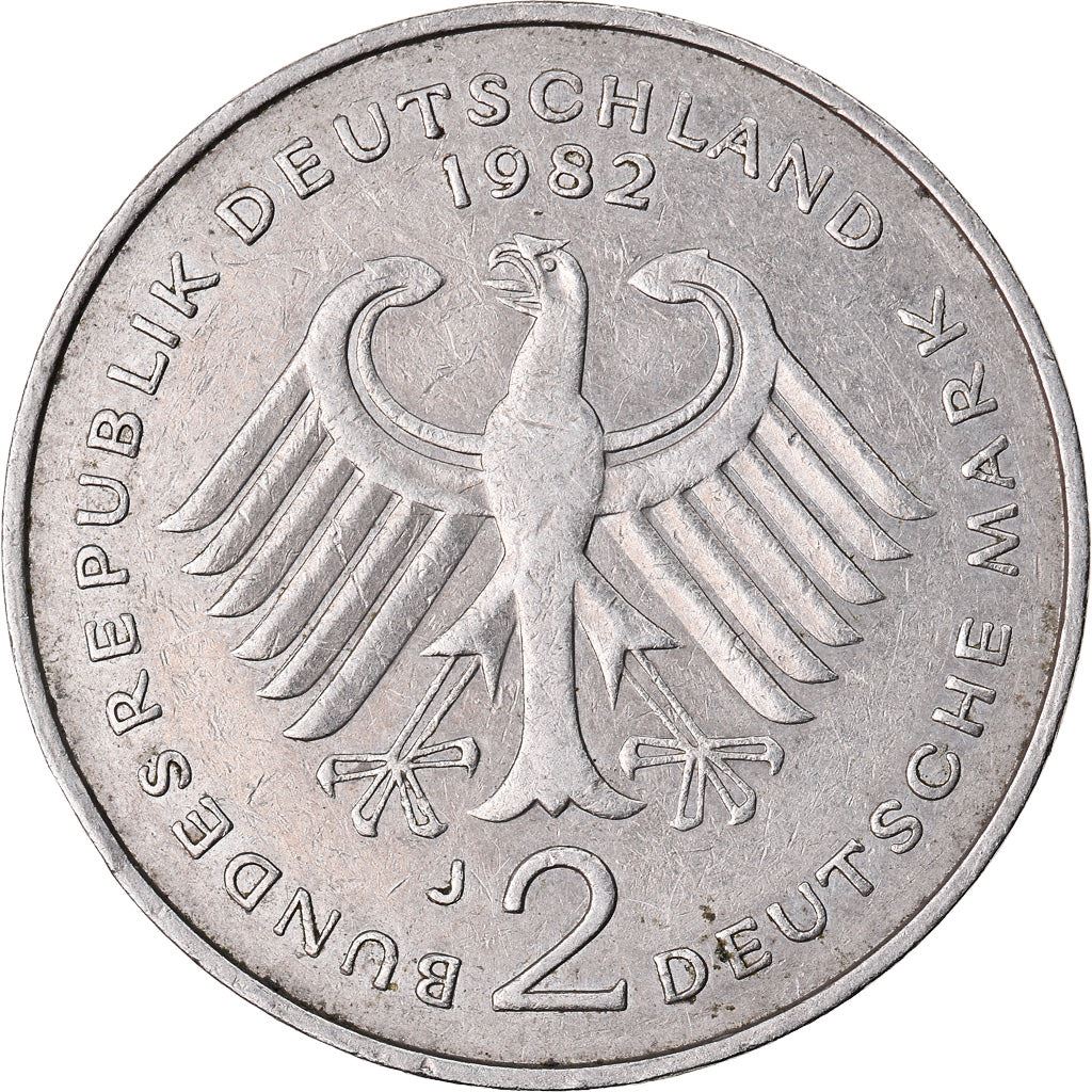 West German 2 Deutsche Mark Coin | Konrad Adenauer | KM124 | 1969 - 1987