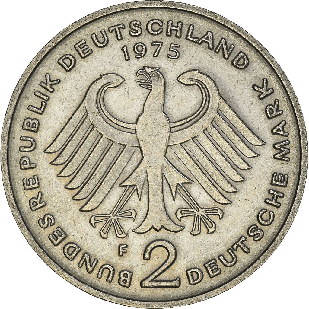 West German 2 Deutsche Mark Coin | Konrad Adenauer | KM124 | 1969 - 1987