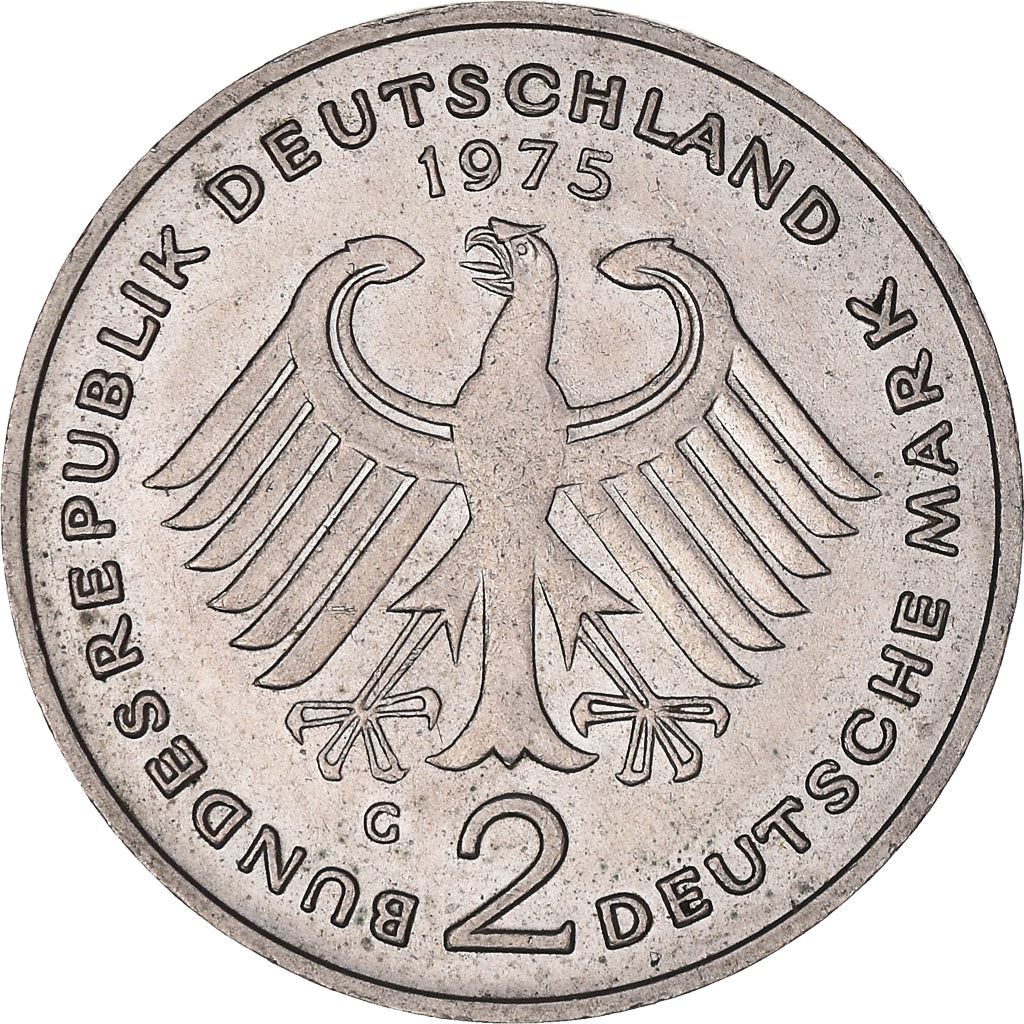 West German 2 Deutsche Mark Coin | Konrad Adenauer | KM124 | 1969 - 1987