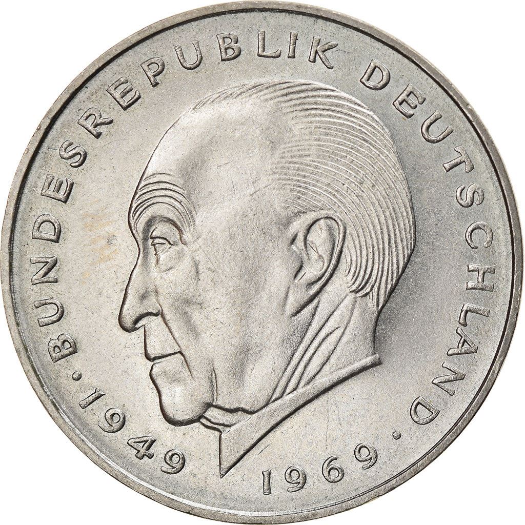 West German 2 Deutsche Mark Coin | Konrad Adenauer | KM124 | 1969 - 1987