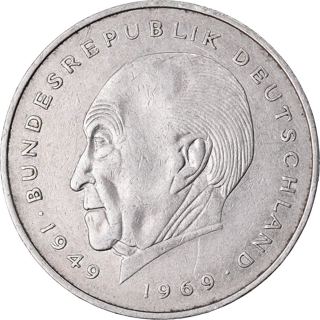 West German 2 Deutsche Mark Coin | Konrad Adenauer | KM124 | 1969 - 1987