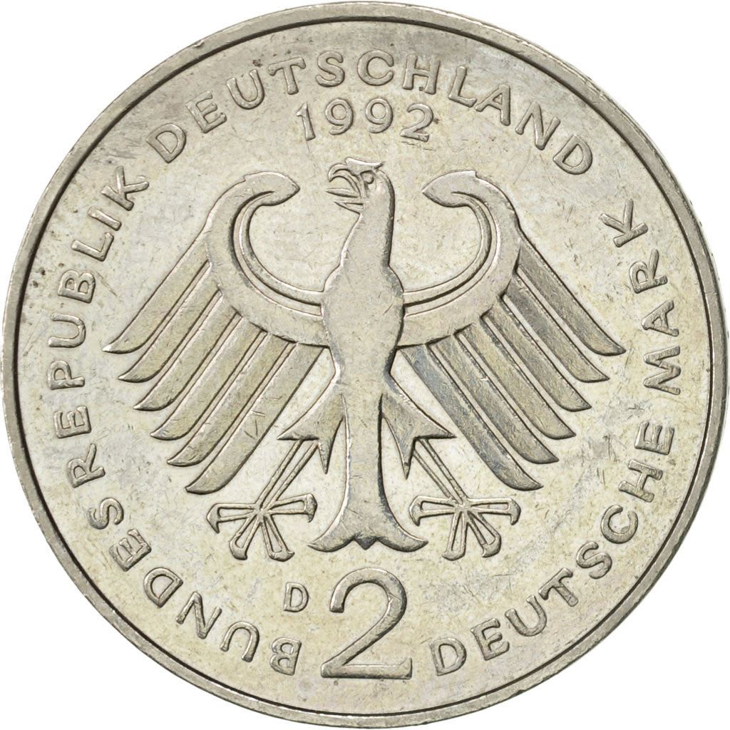 West German 2 Deutsche Mark Coin | Kurt Schumacher | KM149 | 1979 - 1993