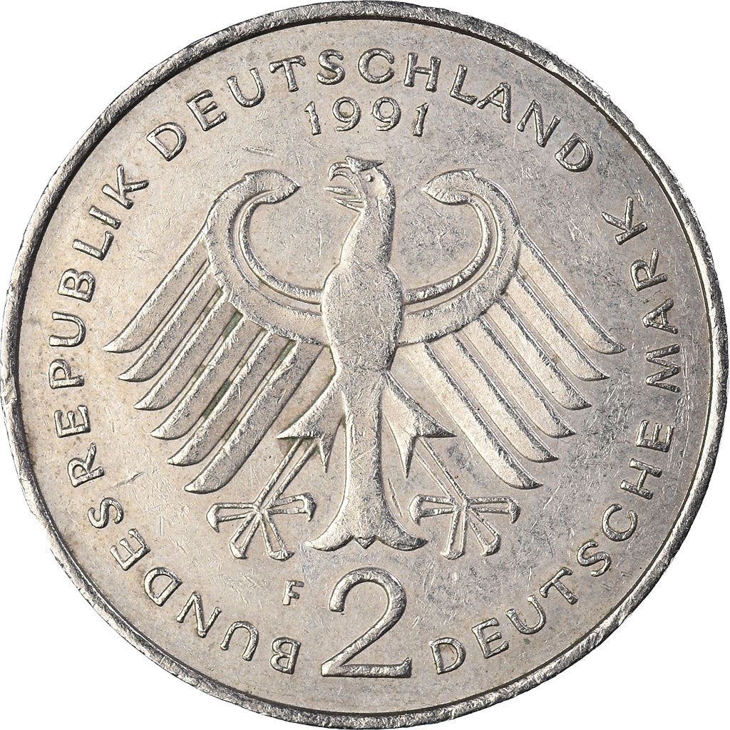 West German 2 Deutsche Mark Coin | Ludwig Erhard | KM170 | 1988 - 2001