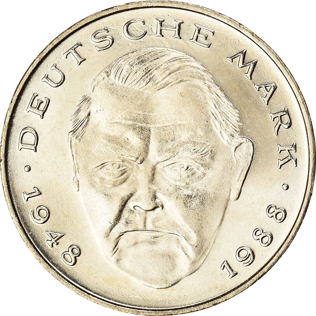 West German 2 Deutsche Mark Coin | Ludwig Erhard | KM170 | 1988 - 2001