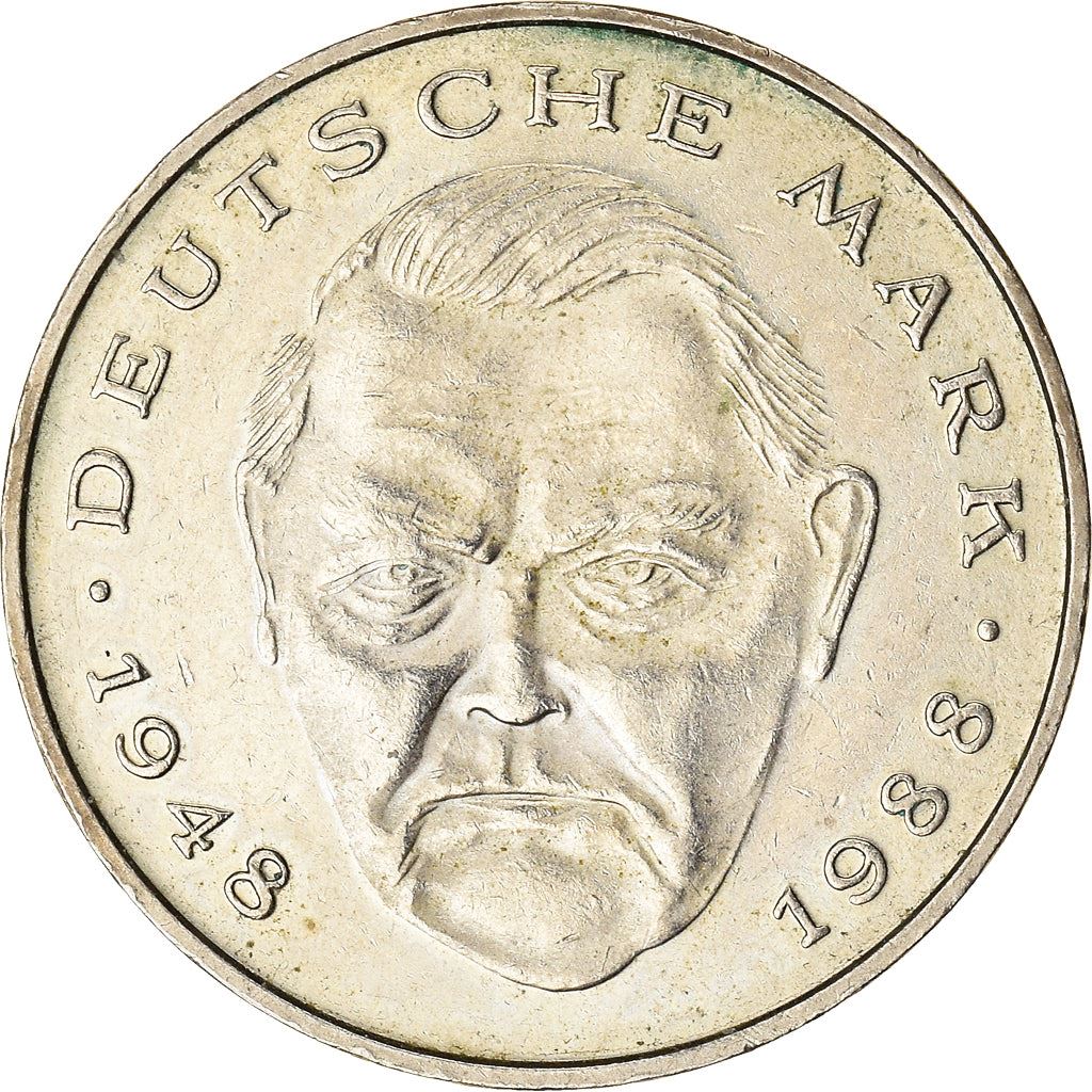 West German 2 Deutsche Mark Coin | Ludwig Erhard | KM170 | 1988 - 2001