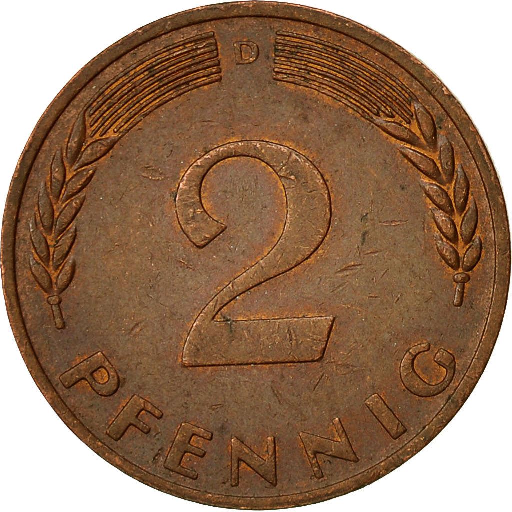 West German 2 Pfennig magnetic | KM106a | 1967 - 2001