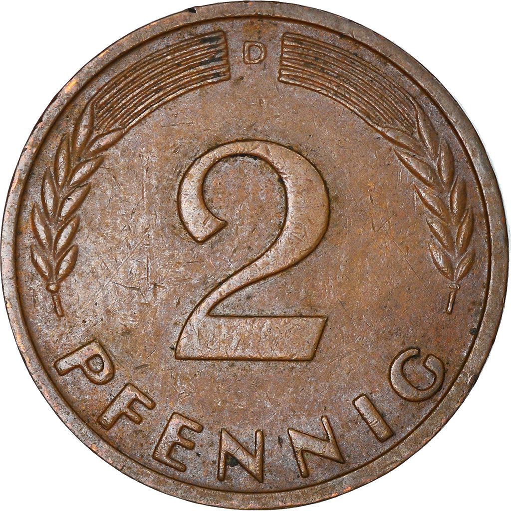 West German 2 Pfennig non-magnetic | KM106 | 1950 - 1969