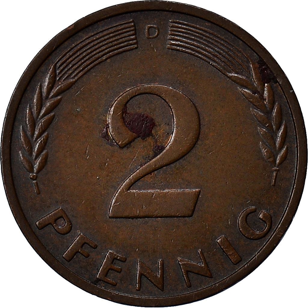 West German 2 Pfennig non-magnetic | KM106 | 1950 - 1969