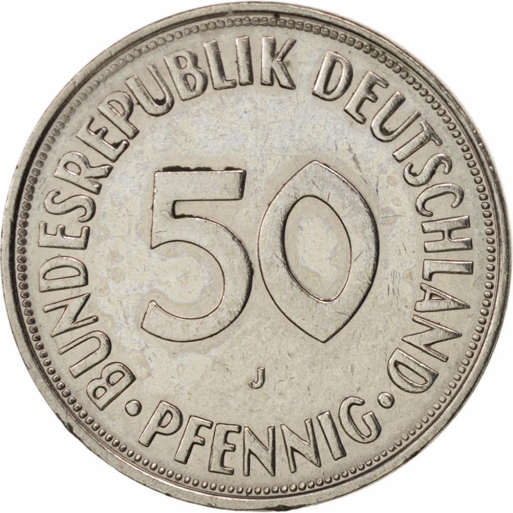 West German 50 Pfennig | KM109 | 1950 - 2001