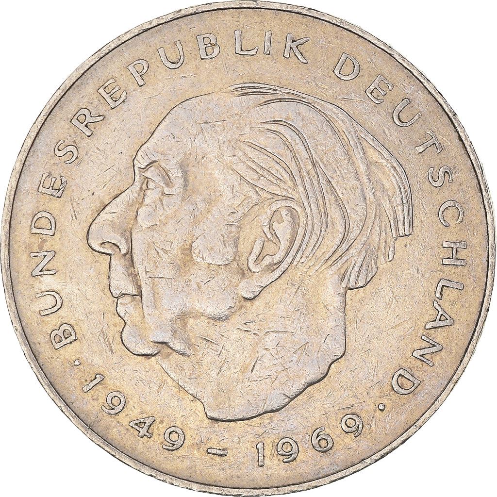 West Germany 2 Deutsche Mark Coin | President Theodor Heuss | Eagle | KMA127 | 1970 - 1987