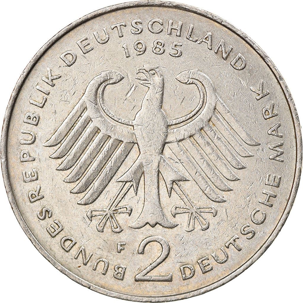 West Germany 2 Deutsche Mark Coin | President Theodor Heuss | Eagle | KMA127 | 1970 - 1987