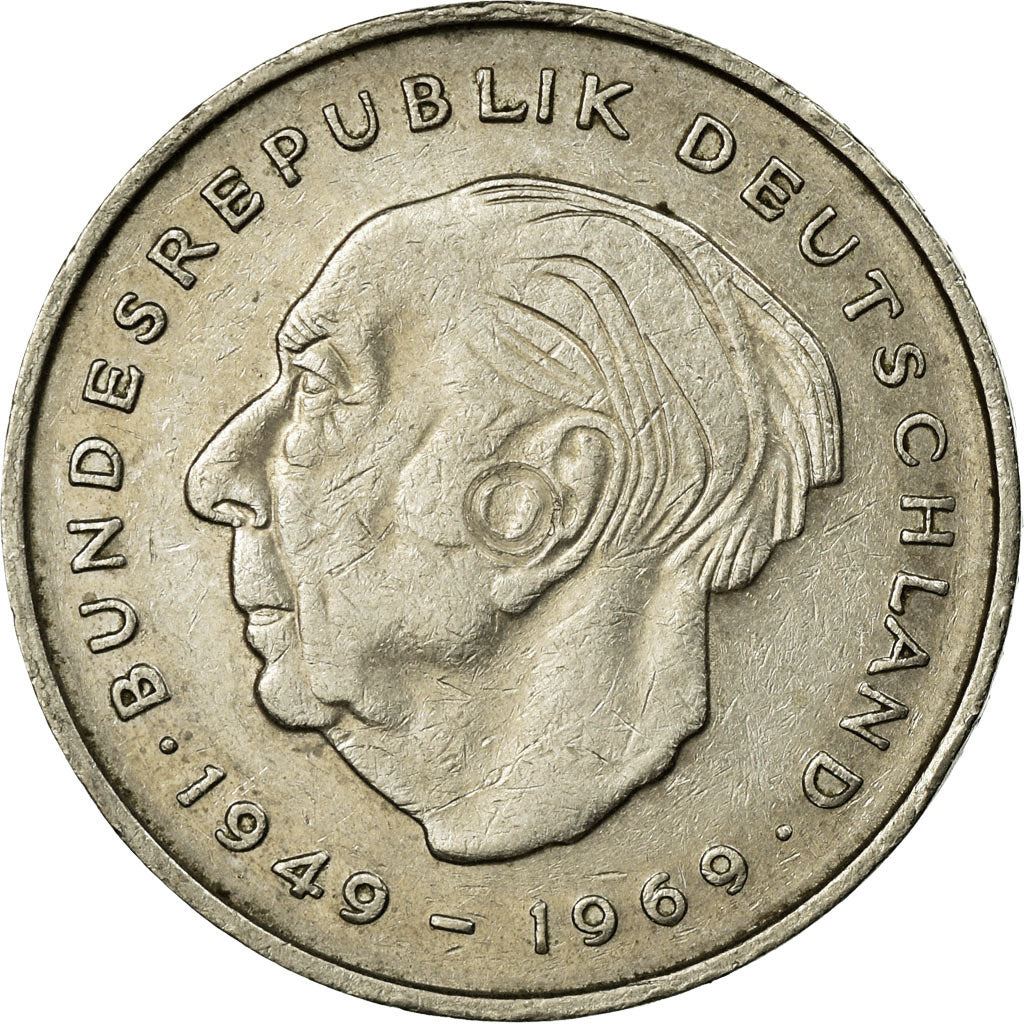 West Germany 2 Deutsche Mark Coin | President Theodor Heuss | Eagle | KMA127 | 1970 - 1987