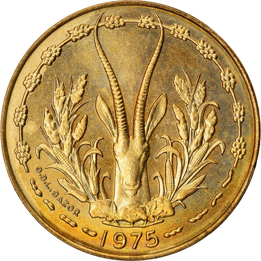 Western African States | 10 Francs Coin | Sawfish | Gazelle | KM1a | 1966 - 1981