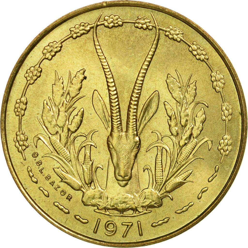 Western African States | 10 Francs Coin | Sawfish | Gazelle | KM1a | 1966 - 1981