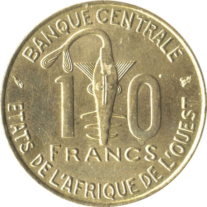 Western African States | 10 Francs Coin | Sawfish | Pitcher Pump | KM10 | 1981 - 2021