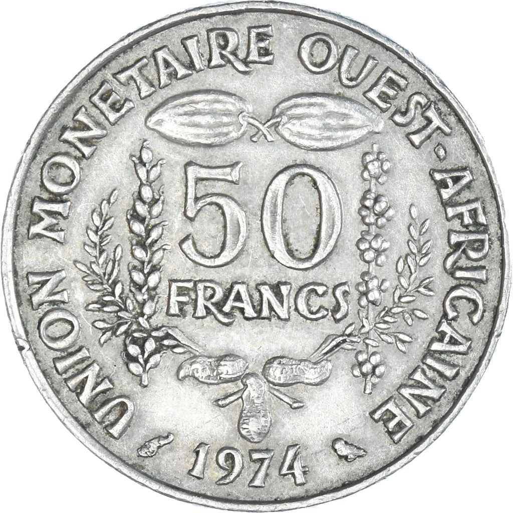 Western African States | 50 Francs Coin | Sawfish | Beans | Grain | Nuts | KM6 | 1972 - 2011