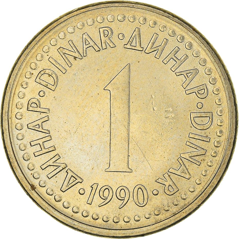 Yugoslavia Coin | 1 Dinar | Flame | Stars | KM142 | 1990 - 1991