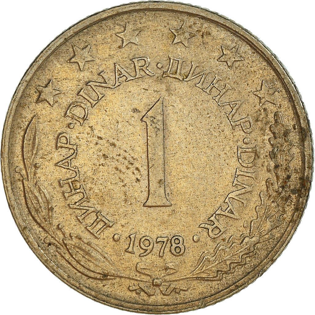 Yugoslavia Coin | 1 Dinar | Flame | Stars | KM59 | 1973 - 1981