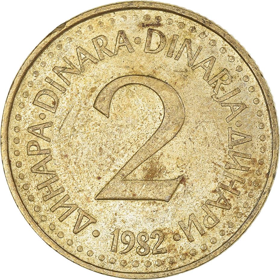 Yugoslavia Coin | 2 Dinara | Flame | Star | KM87 | 1982 - 1986