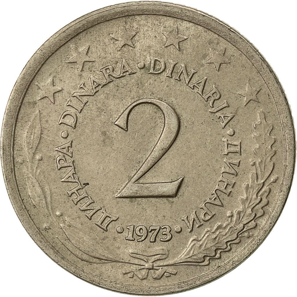 Yugoslavia Coin | 2 Dinara | Flame | Stars | KM57 | 1971 - 1981