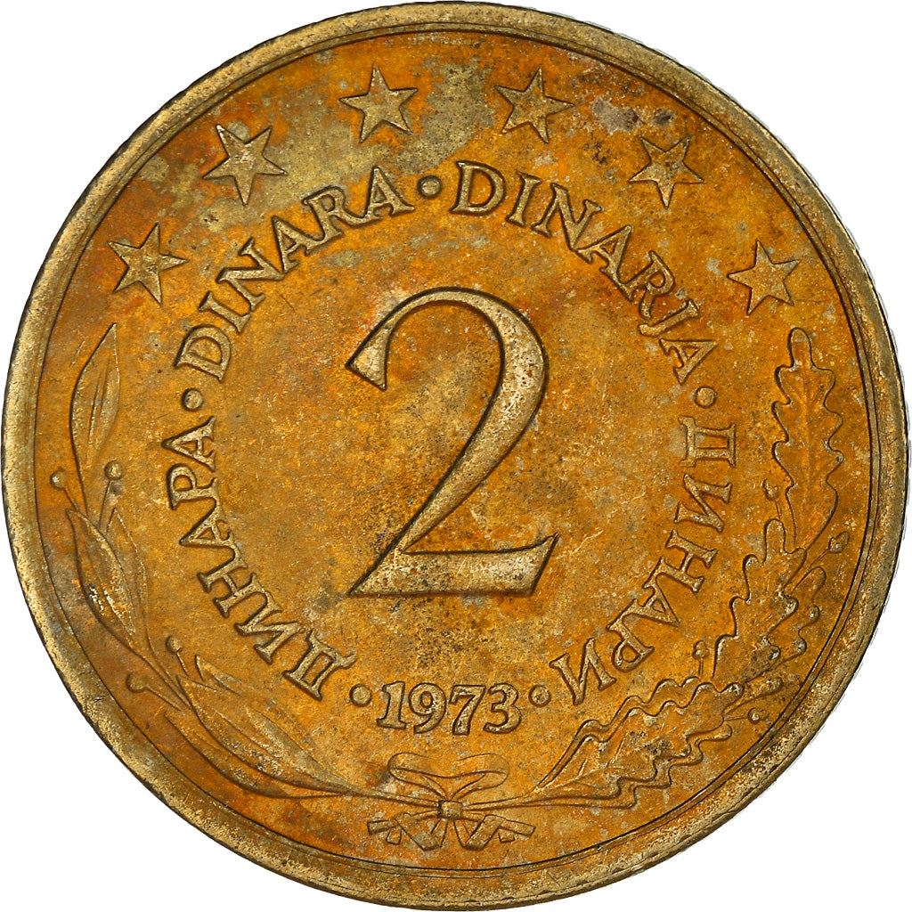 Yugoslavia Coin | 2 Dinara | Flame | Stars | KM57 | 1971 - 1981