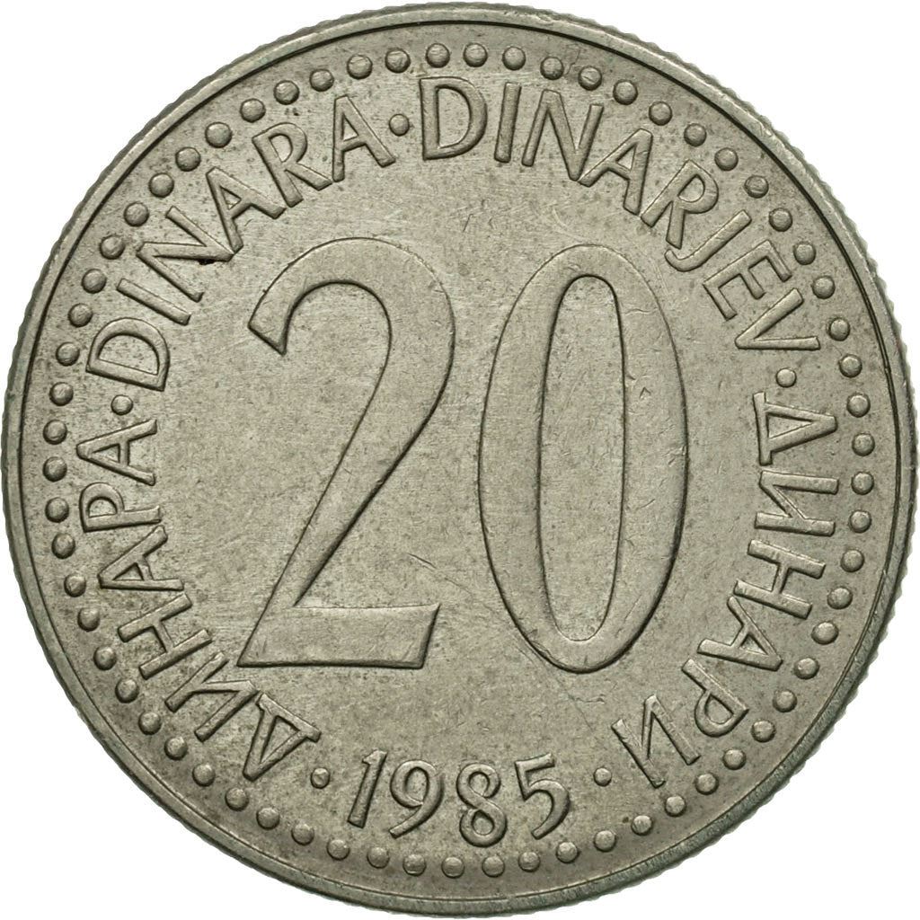 Yugoslavia Coin | 20 Dinara | Flame | Stars | KM112 | 1985 - 1987