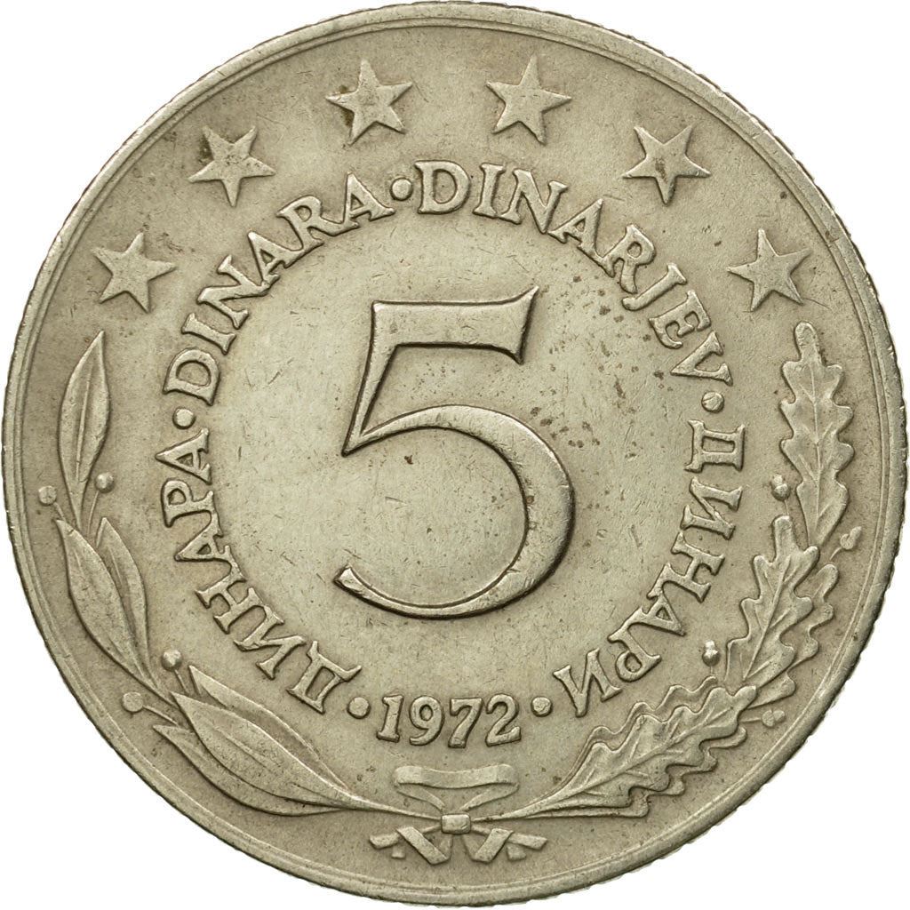 Yugoslavia Coin | 5 Dinara | Flame | Stars | KM58 | 1971 - 1981