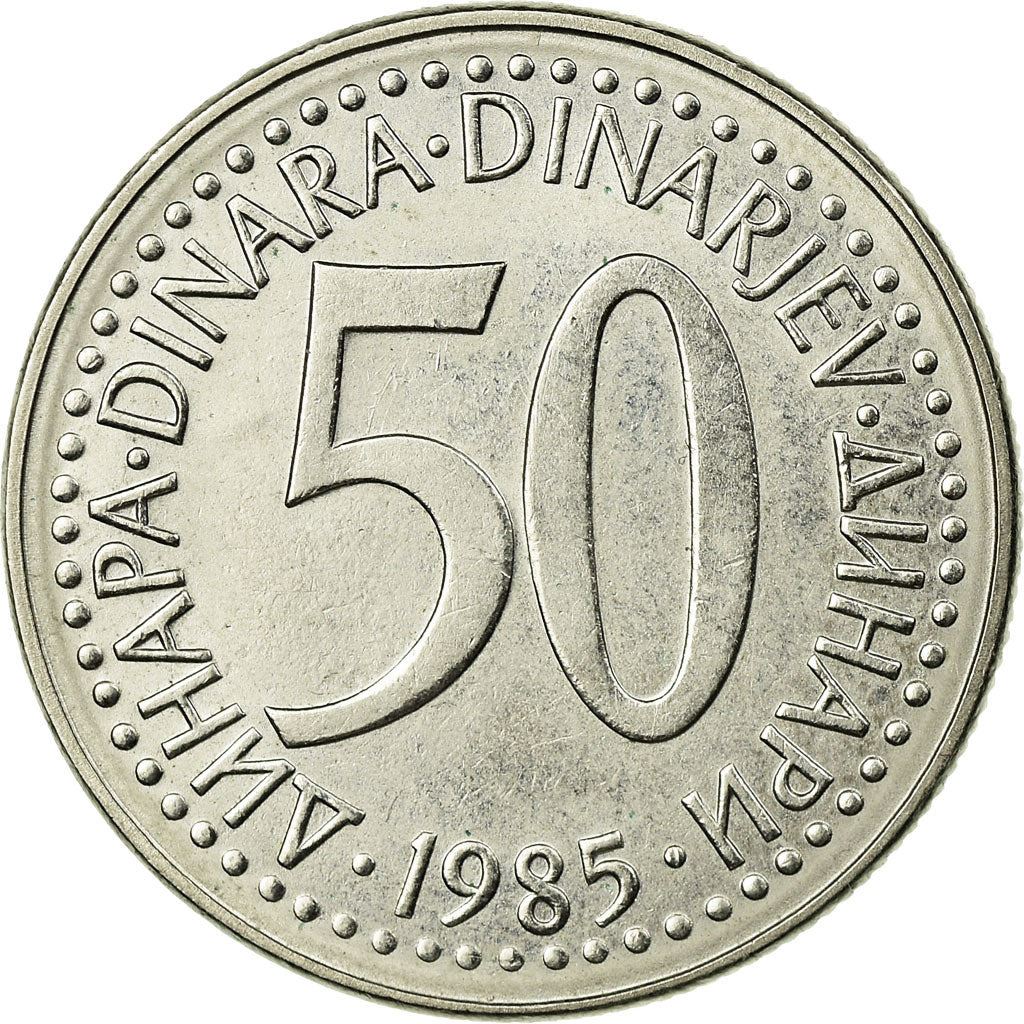 Yugoslavia Coin | 50 Dinara | Flame | Stars | KM113 | 1985 - 1988