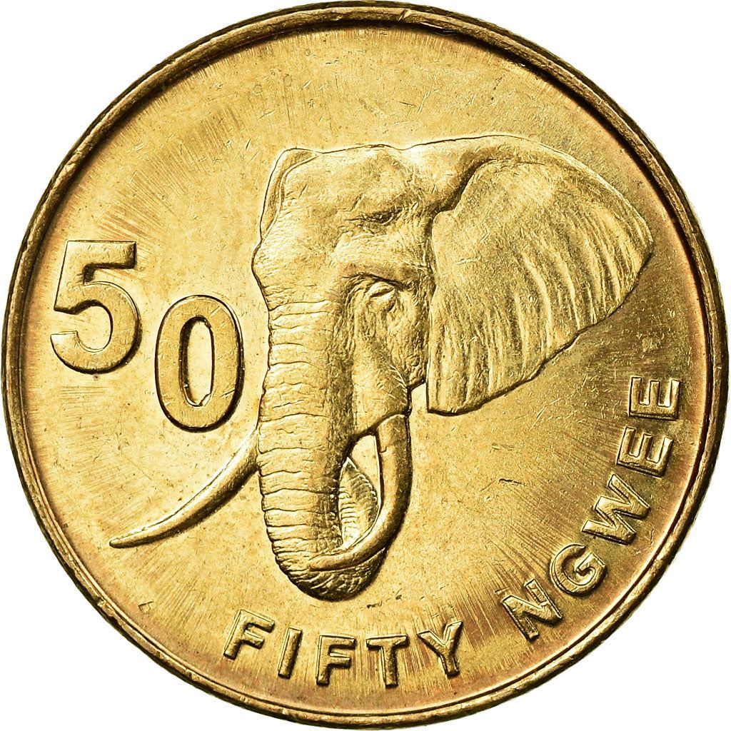 Zambia | 50 Ngwee Coin | African elephant | Km:208 | 2012 - 2017