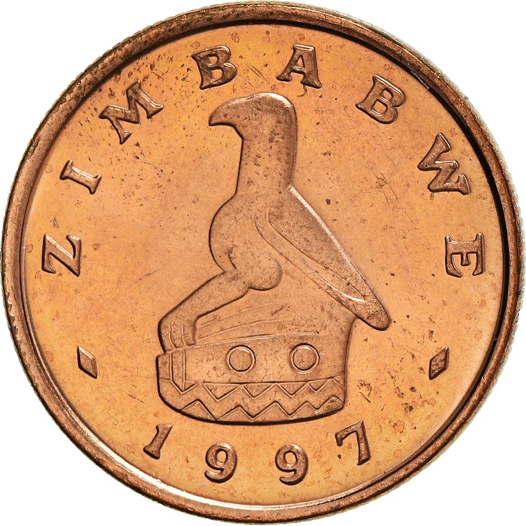 Zimbabwe 1 Cent Coin | Bateleur Eagle | Fire Lily | KM1a | 1989 - 1999