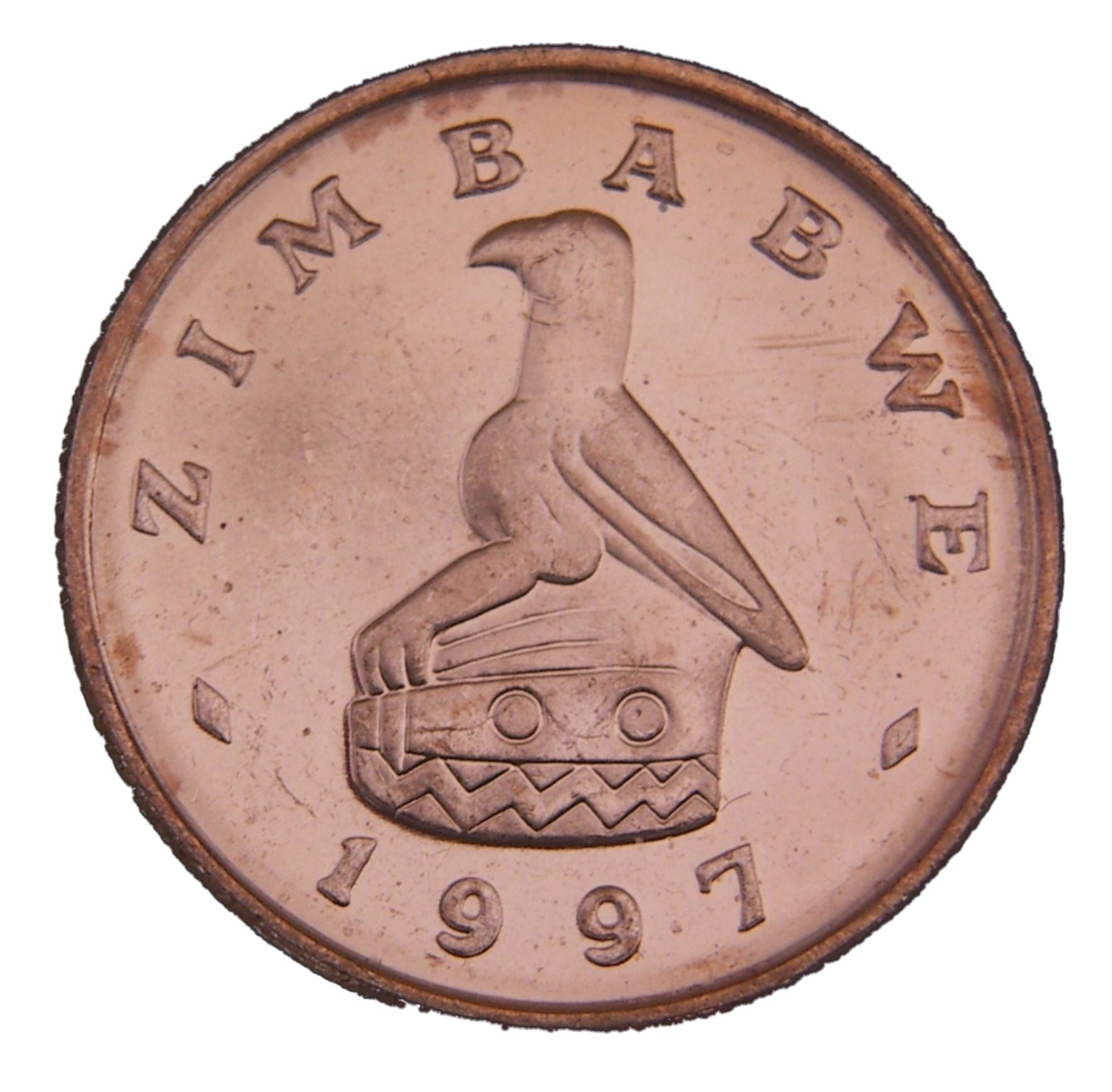 Zimbabwe 1 Cent Coin | Bateleur Eagle | Fire Lily | KM1a | 1989 - 1999