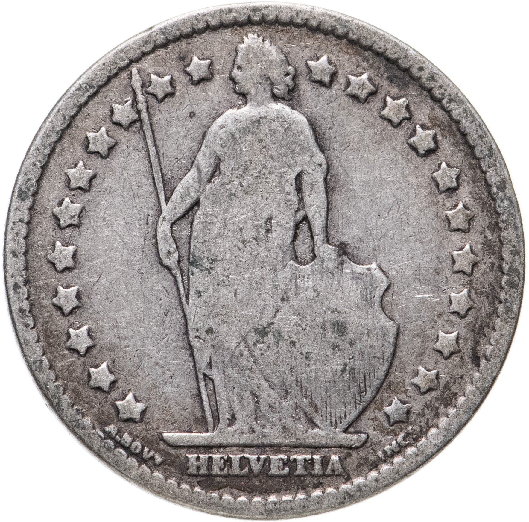 Switzerland Coin Swiss 1 Franc | Helvetia | KM24 | 1875 - 1967