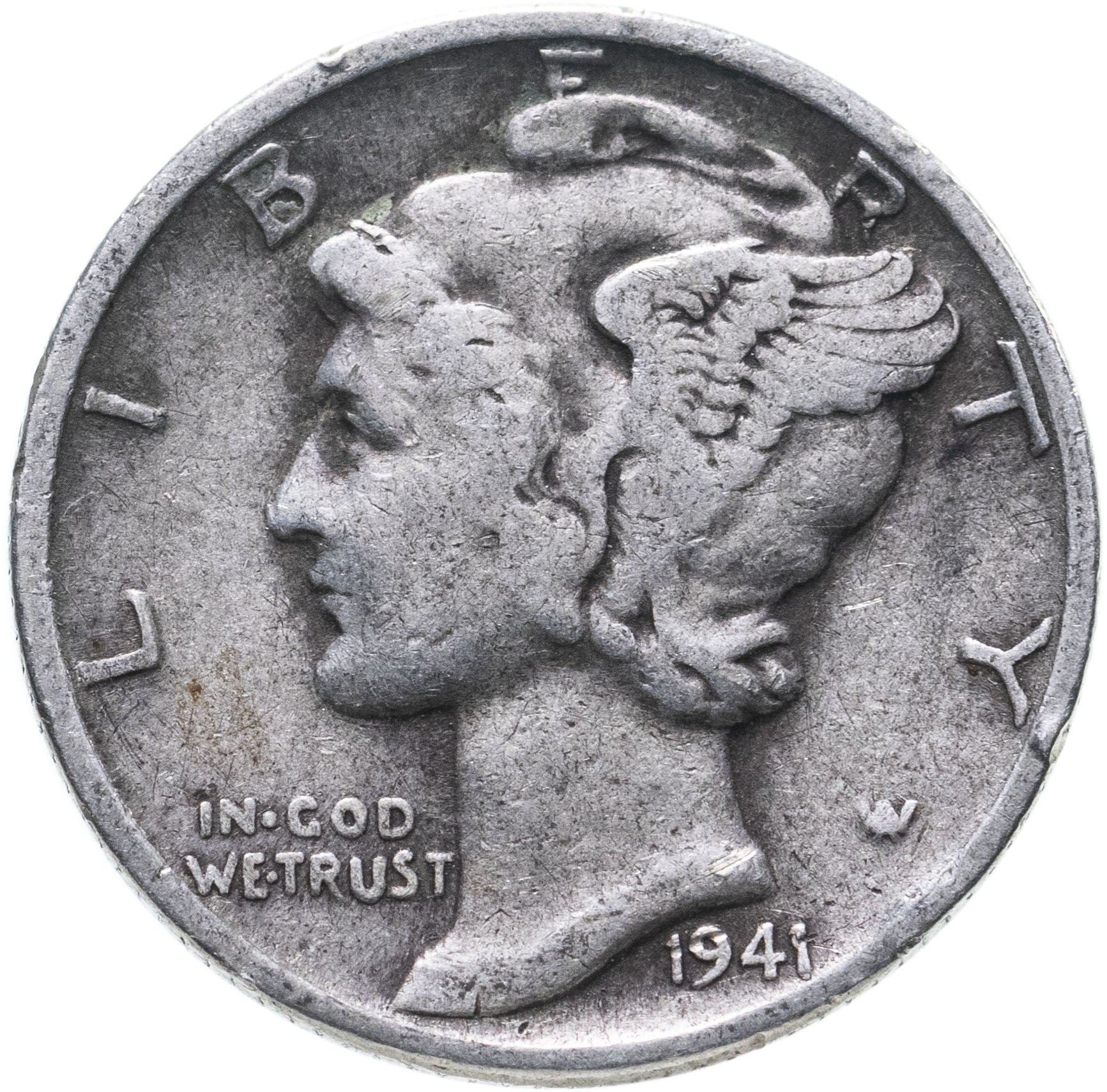 United States | 1 Dime Coin | Lady Liberty | Phrygian cap | KM140 | 1916 - 1945