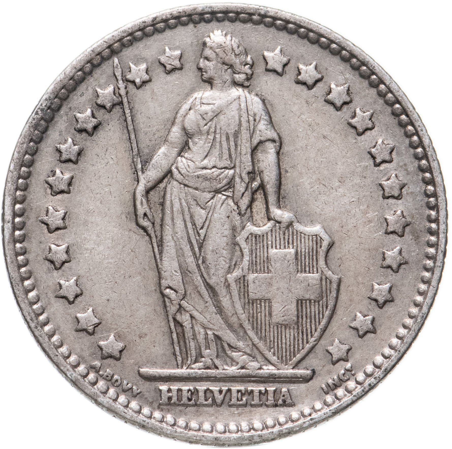 Switzerland Coin Swiss 1 Franc | Helvetia | KM24 | 1875 - 1967