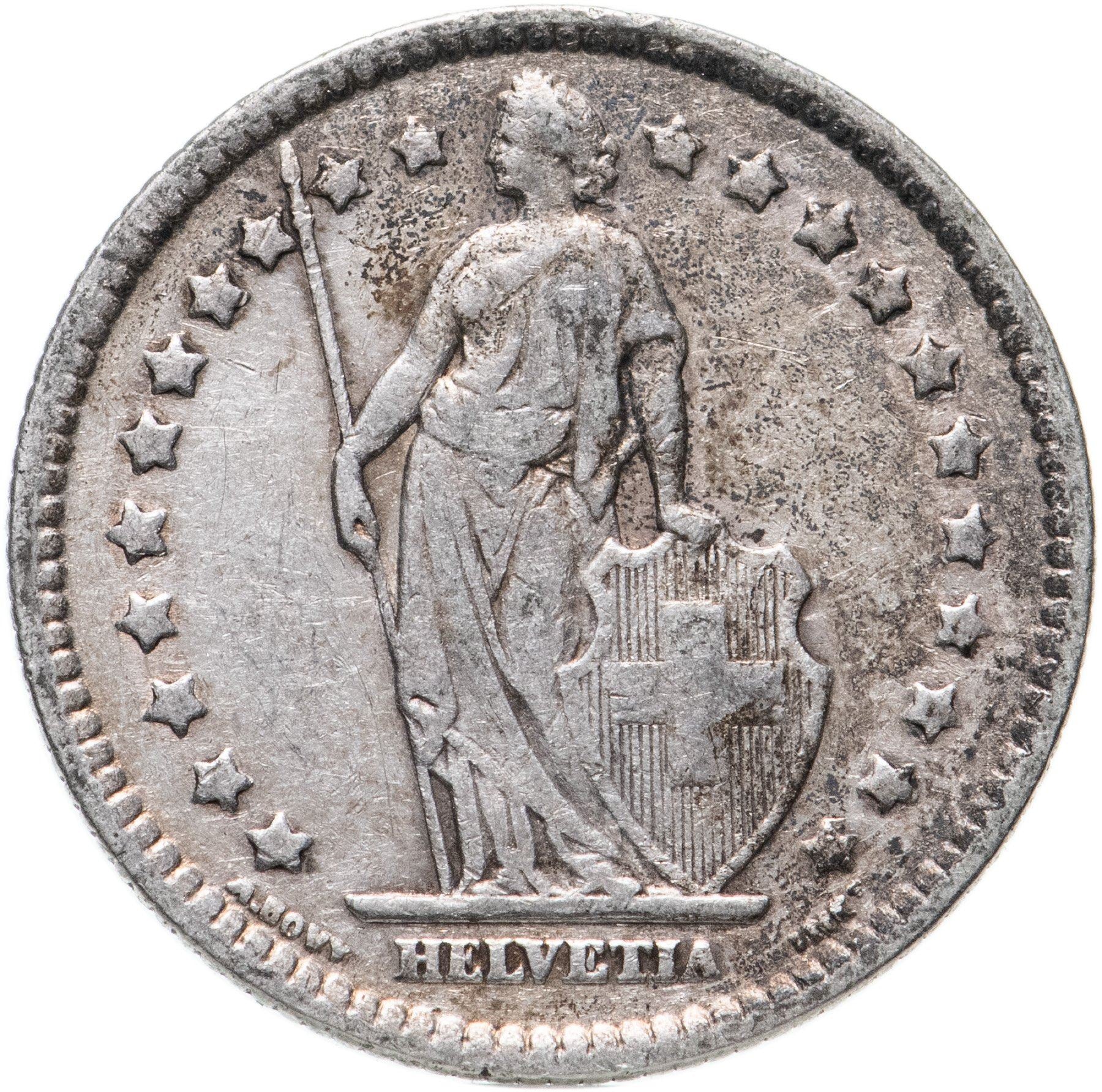 Switzerland Coin Swiss 1 Franc | Helvetia | KM24 | 1875 - 1967