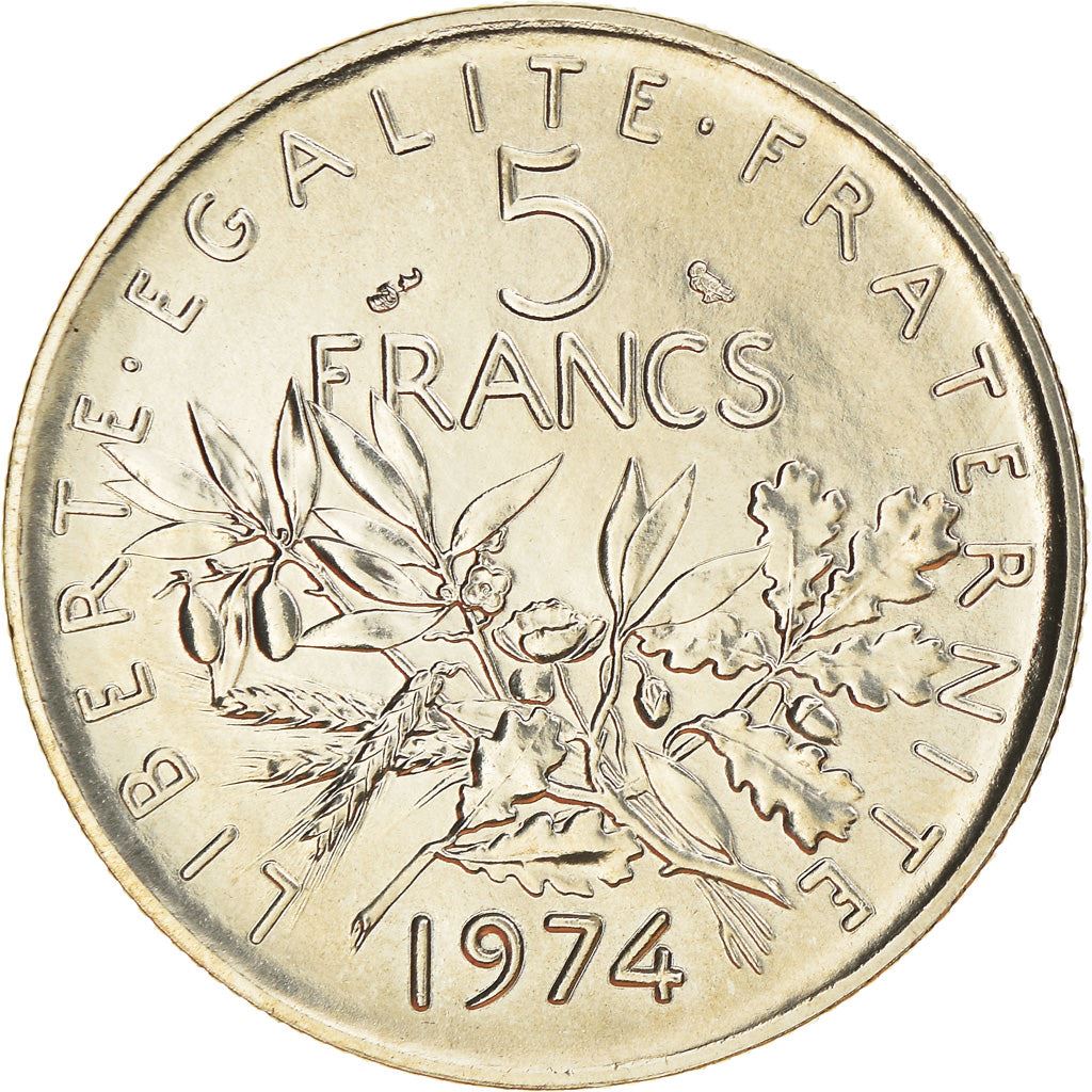 French 5 Francs Coin | signature O. Roty | KM926a.1 | France | 1969 - 2001