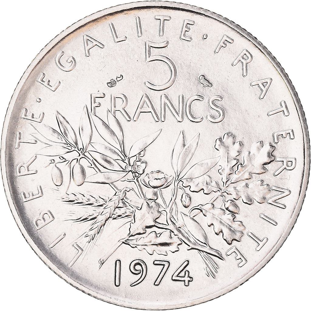 French 5 Francs Coin | signature O. Roty | KM926a.1 | France | 1969 - 2001