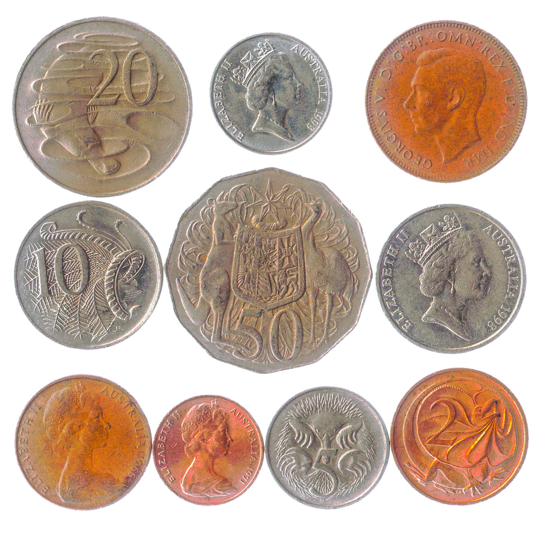 Australia 10 Mixed Coins | Cents | Dollars | Queen Elizabeth II | 1966 - 2020