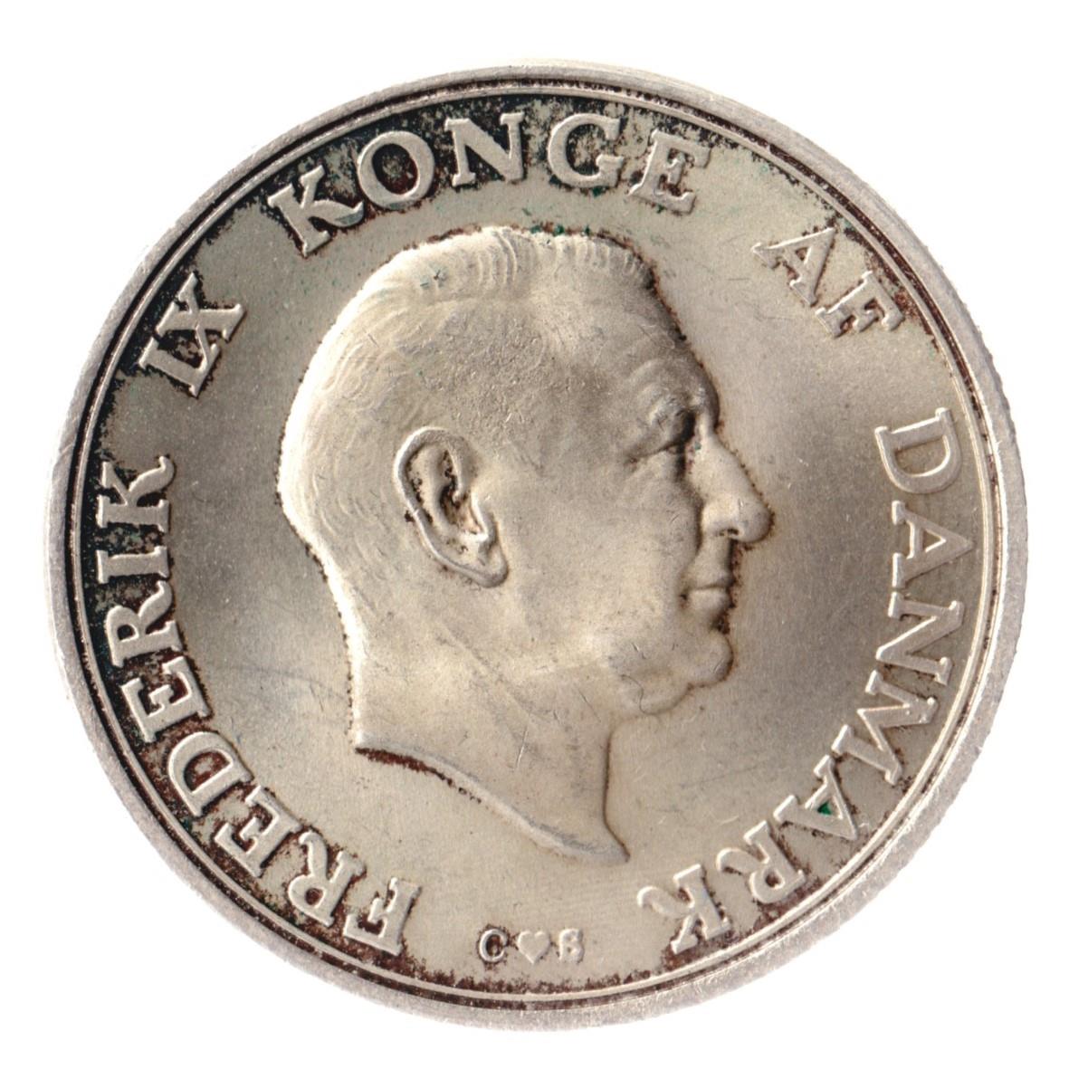 Danish Coin 2 Kroner | Frederik IX | Princess Margarethe | KM845 | Denmark | 1958