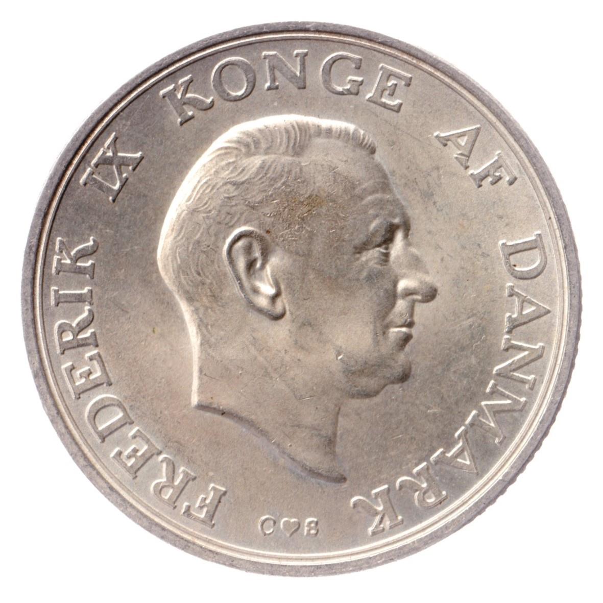 Danish Coin 2 Kroner | Frederik IX | Princess Margarethe | KM845 | Denmark | 1958