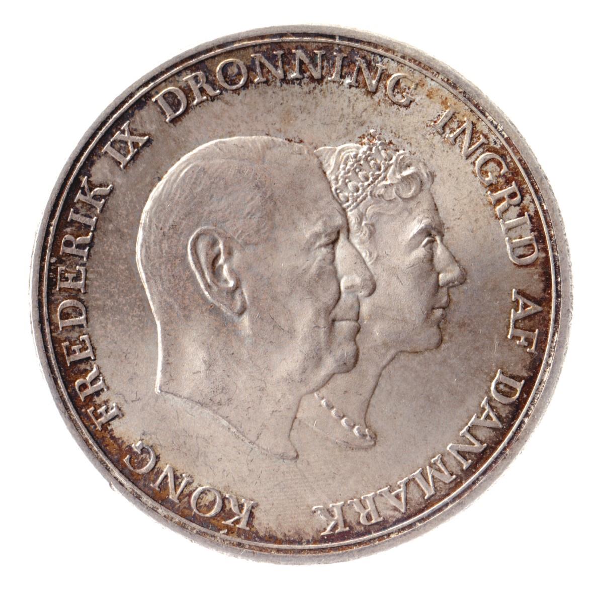 Danish Coin 5 Kroner | Queen Frederik IX Silver Wedding Anniversary | KM852 | Denmark | 1960