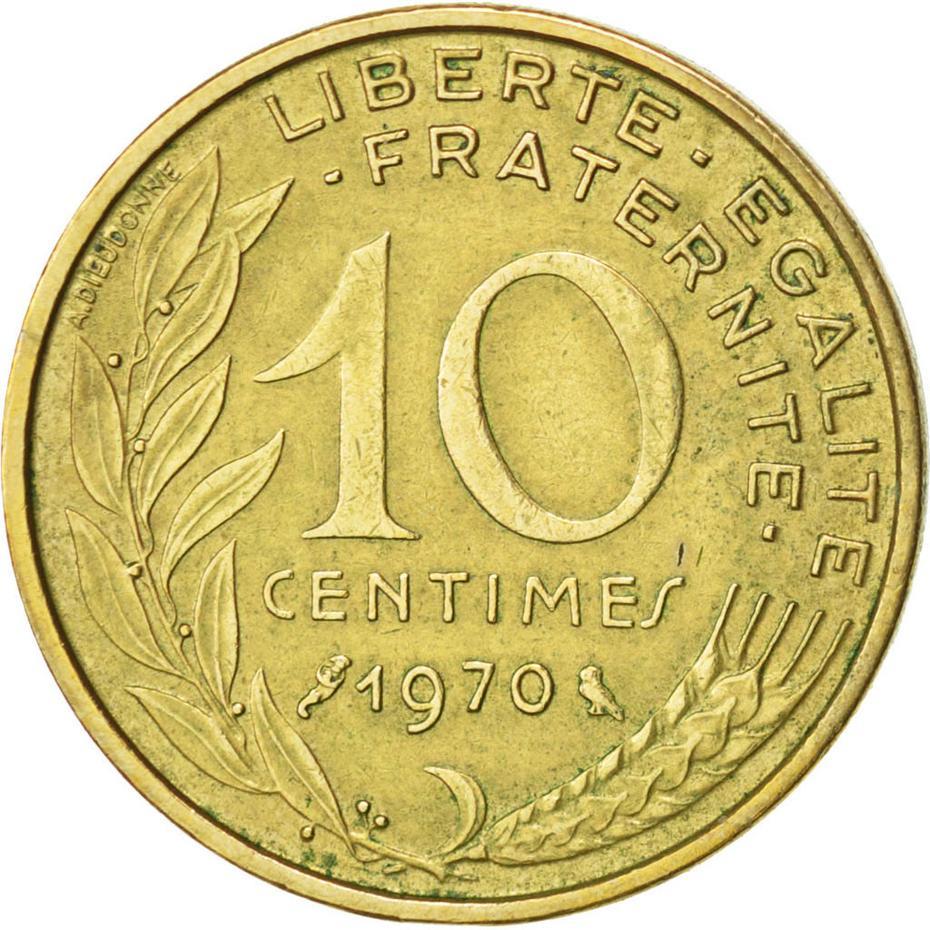 French Coin 10 Centimes | Marianne | Phrygian cap | KM929 | France | 1962 - 2001