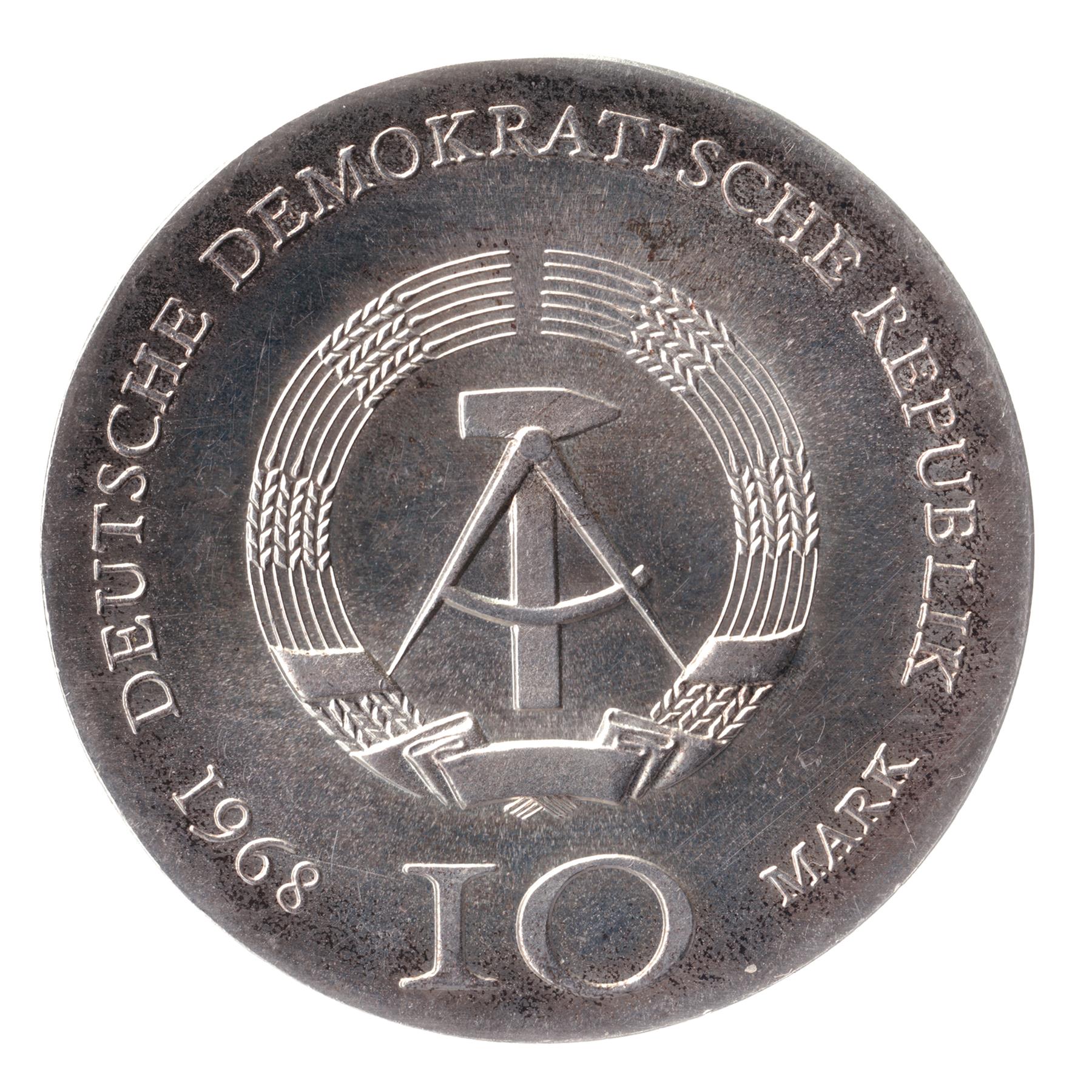 German Democratic Republic Coin Germany 10 Mark | Johann Gutenberg | KM20 | 1968