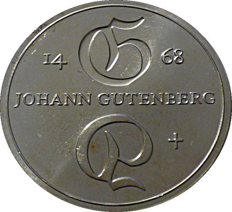 German Democratic Republic Coin Germany 10 Mark | Johann Gutenberg | KM20 | 1968