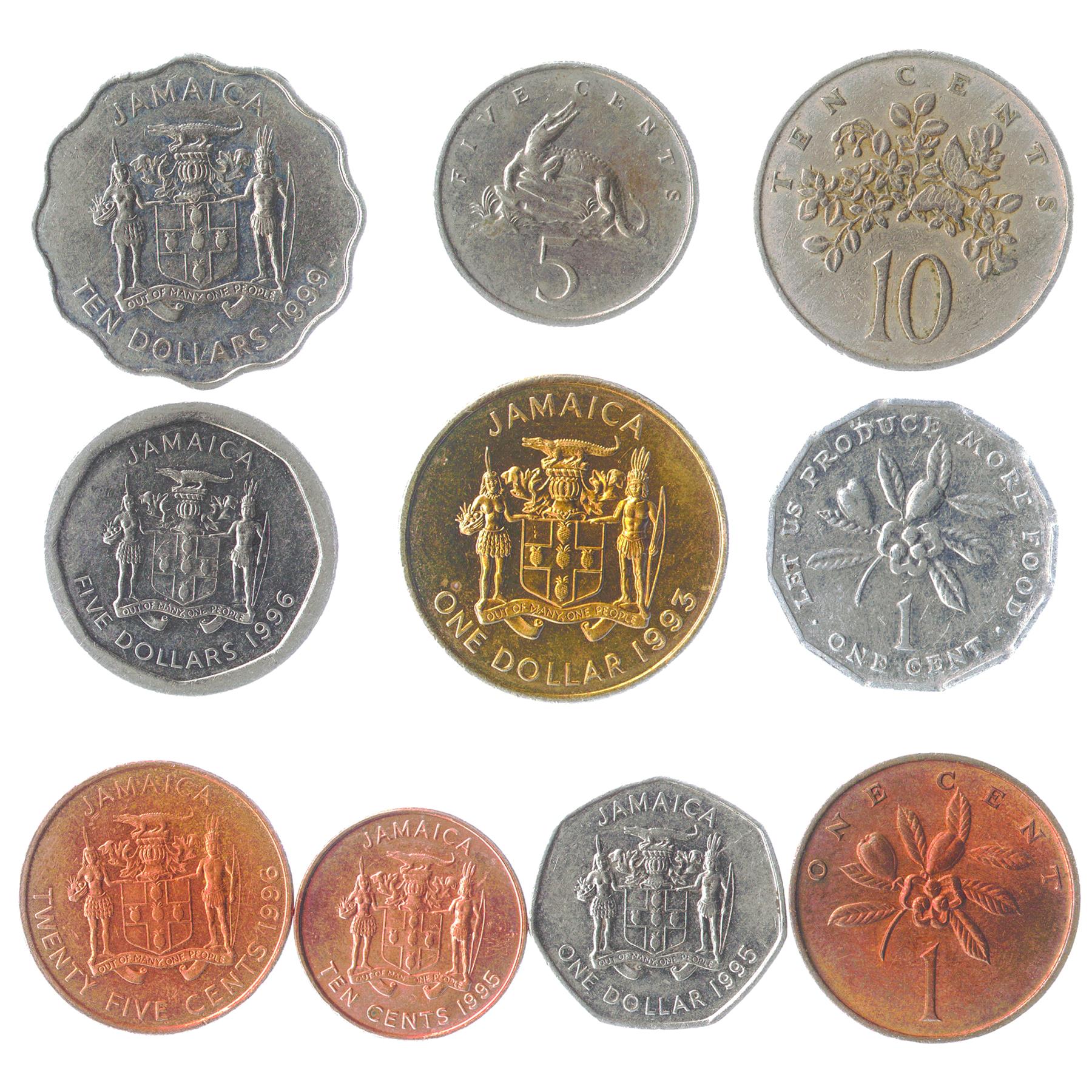 Jamaica 10 Mixed Coins | Cents | Dollars | Queen Elizabeth II | 1969 - 2018