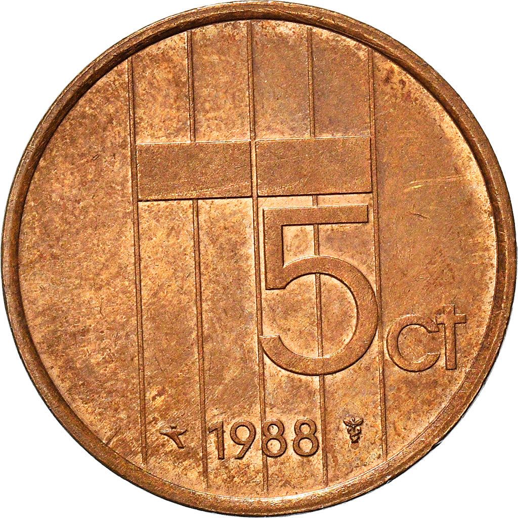 Netherlands 5 Cents | 100 Coins | Queen Beatrix | Bronze | KM202 | 1982 - 2001